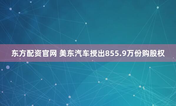 东方配资官网 美东汽车授出855.9万份购股权